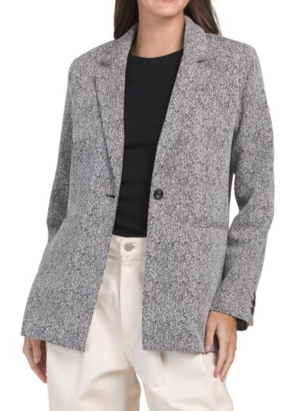 T TAHARI Long Sleeve Notch Lapel Single Button Jacket